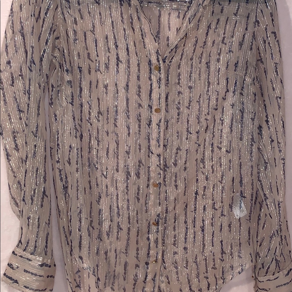 Blush silver metallic blue paint brush print.